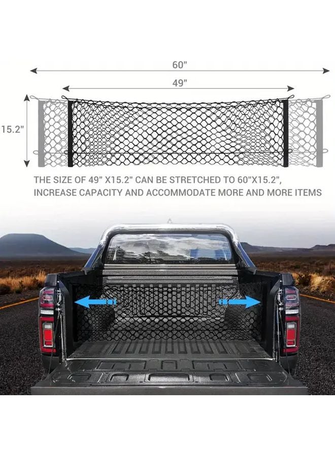Black Heavy Duty Nylon Cargo Net Organizer with Hooks for Truck Bed Storage - Image 4